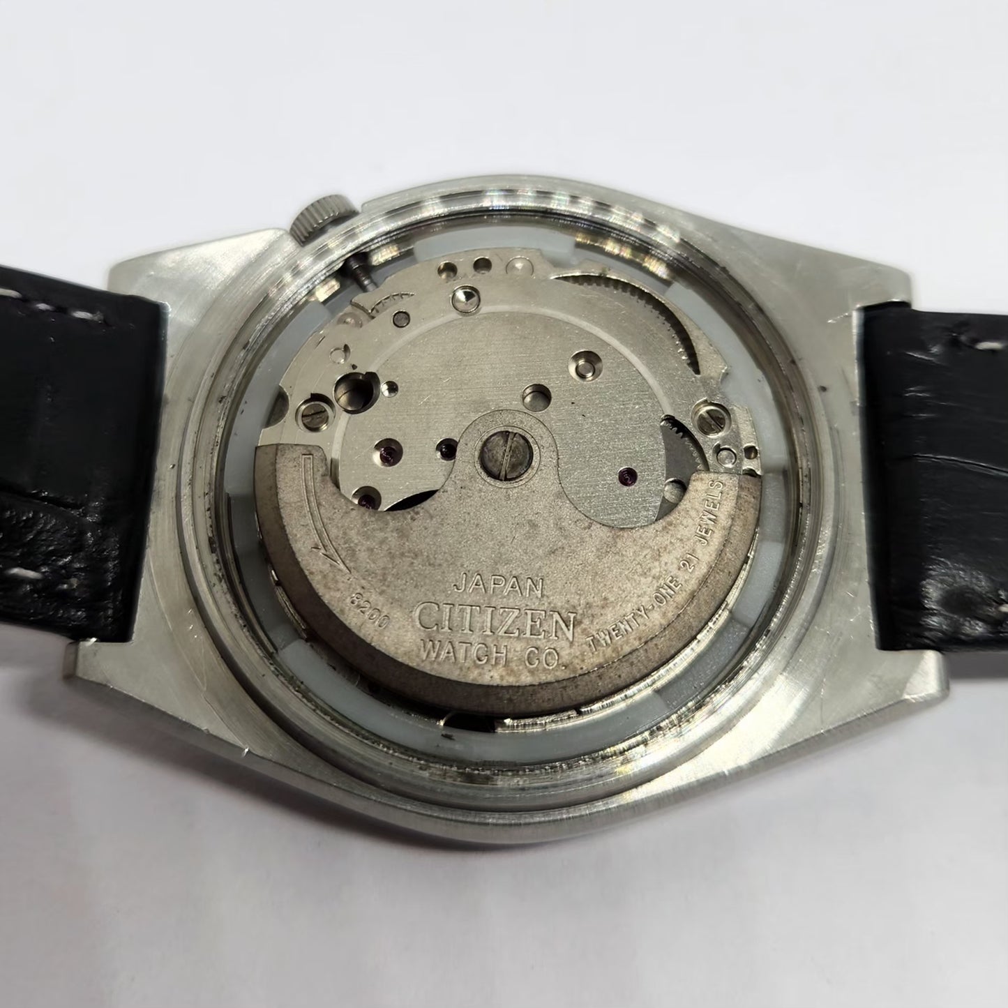 Vintage 1980 Original Citizen Automatic 8200 Black Face 36MM Case Day-Date Japanese Men's Wrist Watch CT43