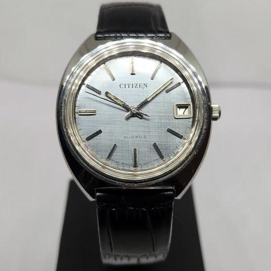 Vintage 1976 Original Citizen Automatic 8200 Grey Face 36MM Case Date Japanese Men's Wrist Watch CT44