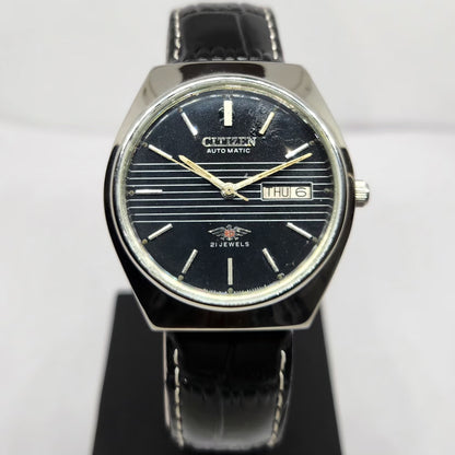Vintage 1976 Original Citizen Automatic 8200 Black Face 35MM Case Day-Date Japanese Men's Wrist Watch CT45