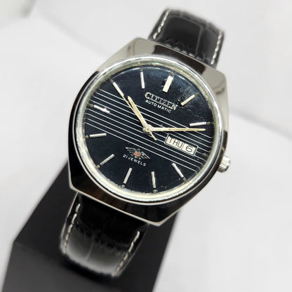 Vintage 1976 Original Citizen Automatic 8200 Black Face 35MM Case Day-Date Japanese Men's Wrist Watch CT45