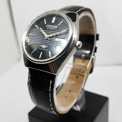Vintage 1976 Original Citizen Automatic 8200 Black Face 35MM Case Day-Date Japanese Men's Wrist Watch CT45