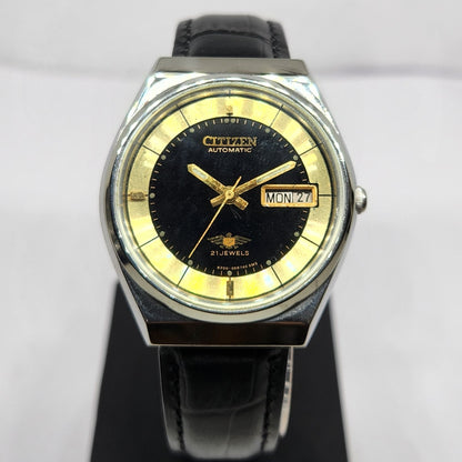 Vintage 1981 Original Citizen Automatic 8200 Black Face 36MM Case Day-Date Japanese Men's Wrist Watch CT46