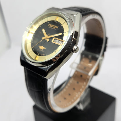 Vintage 1981 Original Citizen Automatic 8200 Black Face 36MM Case Day-Date Japanese Men's Wrist Watch CT46