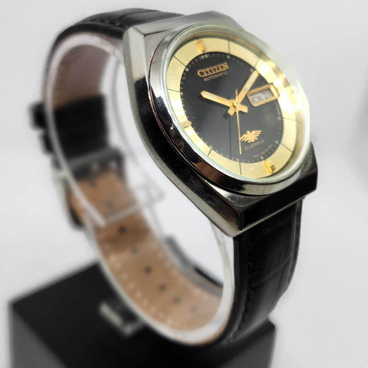 Vintage 1981 Original Citizen Automatic 8200 Black Face 36MM Case Day-Date Japanese Men's Wrist Watch CT46