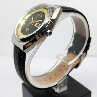 Vintage 1981 Original Citizen Automatic 8200 Black Face 36MM Case Day-Date Japanese Men's Wrist Watch CT46