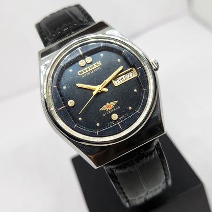 Vintage 1983 Original Citizen Automatic 8200 Black Face 36MM Case Day-Date Japanese Men's Wrist Watch CT47