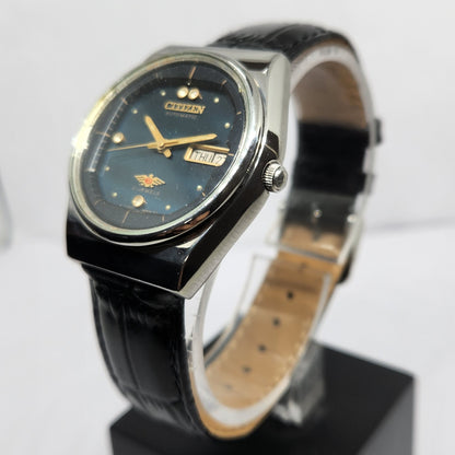 Vintage 1983 Original Citizen Automatic 8200 Black Face 36MM Case Day-Date Japanese Men's Wrist Watch CT47