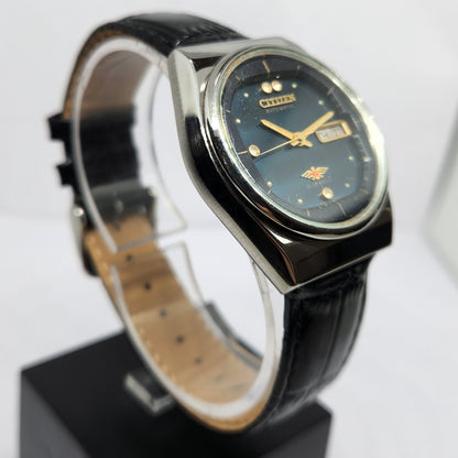Vintage 1983 Original Citizen Automatic 8200 Black Face 36MM Case Day-Date Japanese Men's Wrist Watch CT47