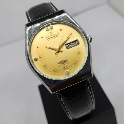 Vintage 1974 Original Citizen Automatic 8200 Gold Face 35MM Case Day-Date Japanese Men's Wrist Watch CT48