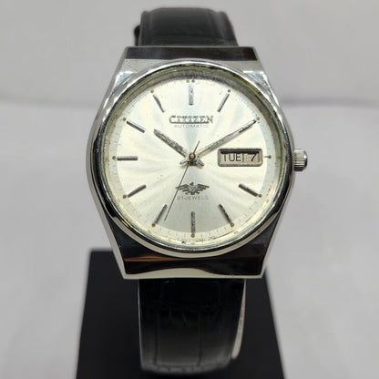 Vintage 1979 Original Citizen Automatic 8200 Silver Face 36MM Case Day-Date Japanese Men's Wrist Watch CT49