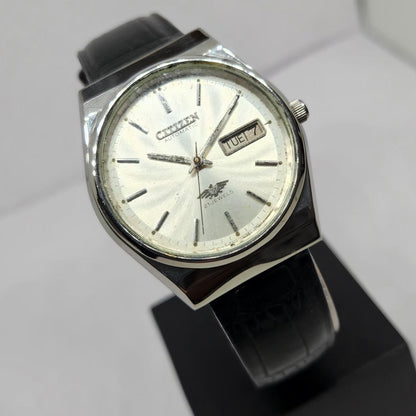 Vintage 1979 Original Citizen Automatic 8200 Silver Face 36MM Case Day-Date Japanese Men's Wrist Watch CT49