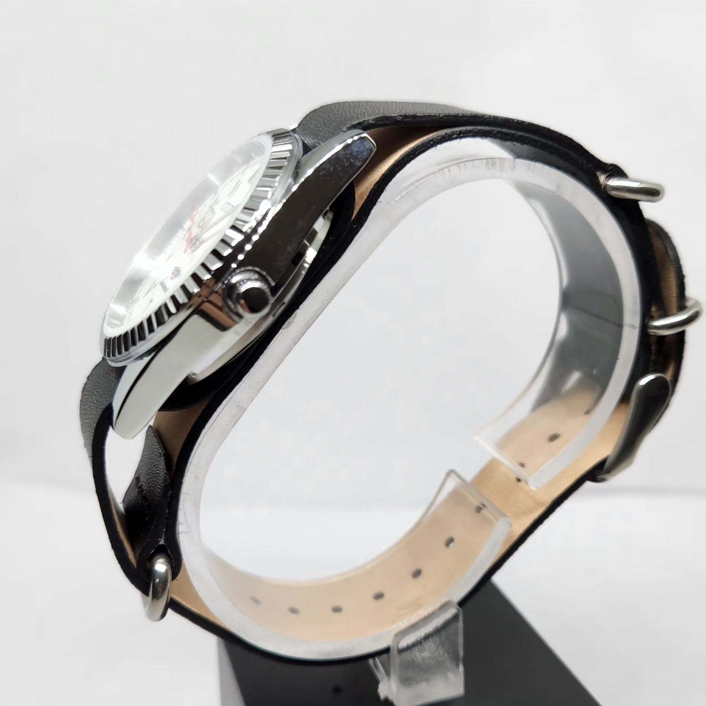 Vintage Mod Citizen Arabic 8200 Automatic Fluted Bazel White Face 35MM Case Day-Date Men's Wrist Watch CT51