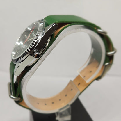 Vintage Mod Citizen Arabic 8200 Automatic Fluted Bazel Green Face 35MM Case Day-Date Men's Wrist Watch CT52