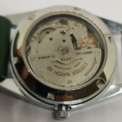 Vintage Mod Citizen Arabic 8200 Automatic Fluted Bazel Green Face 35MM Case Day-Date Men's Wrist Watch CT52
