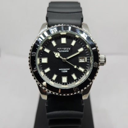 Vintage Mod Citizen 8200 Automatic Rotating Bazel Black Face 40MM Case Date Men's Wrist Watch CT53
