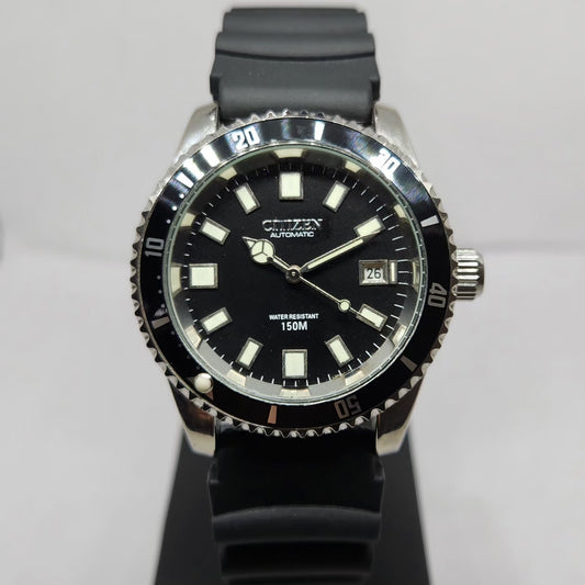 Vintage Mod Citizen 8200 Automatic Rotating Bazel Black Face 40MM Case Date Men's Wrist Watch CT53