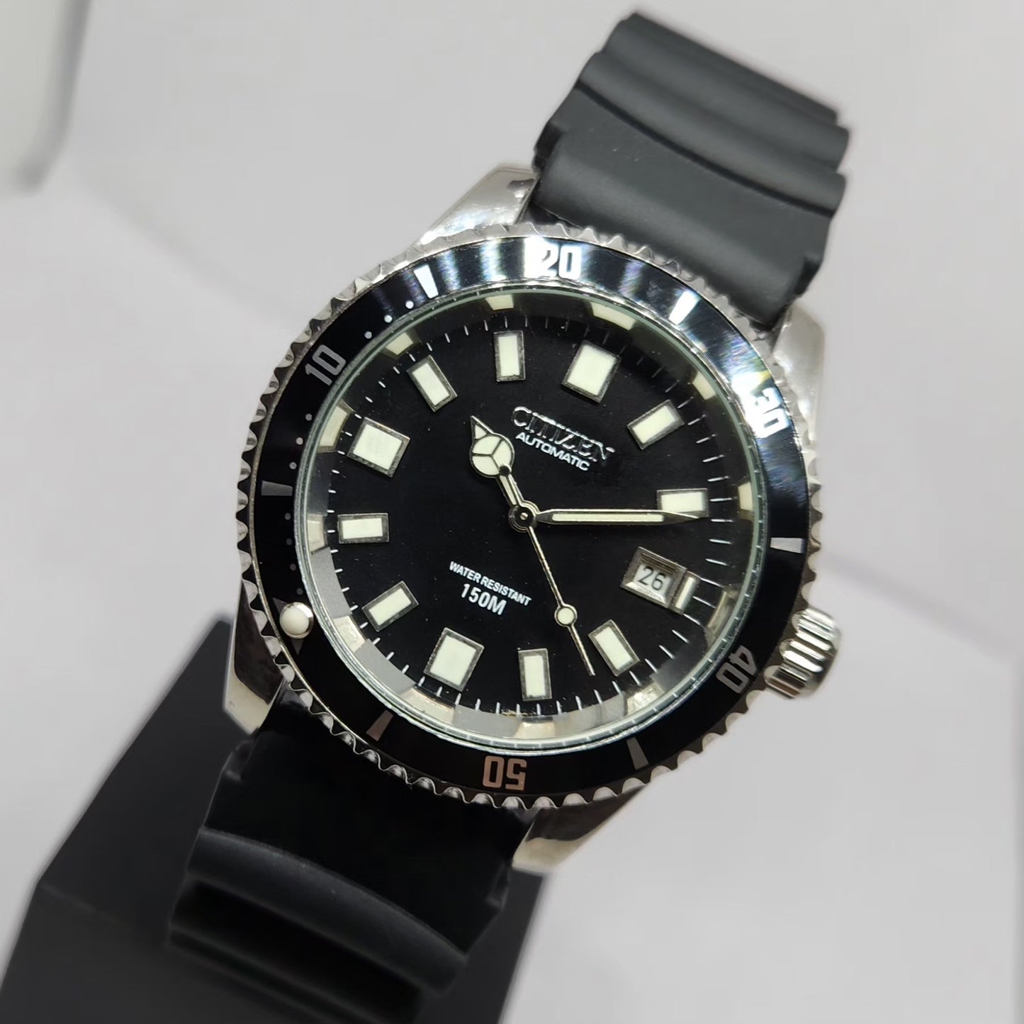 Vintage Mod Citizen 8200 Automatic Rotating Bazel Black Face 40MM Case Date Men's Wrist Watch CT53