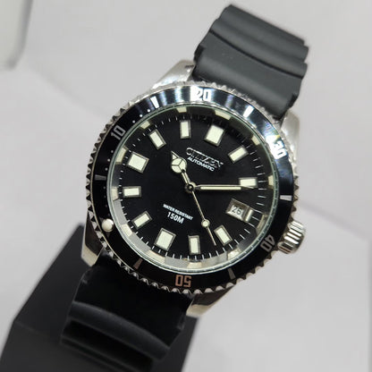 Vintage Mod Citizen 8200 Automatic Rotating Bazel Black Face 40MM Case Date Men's Wrist Watch CT53