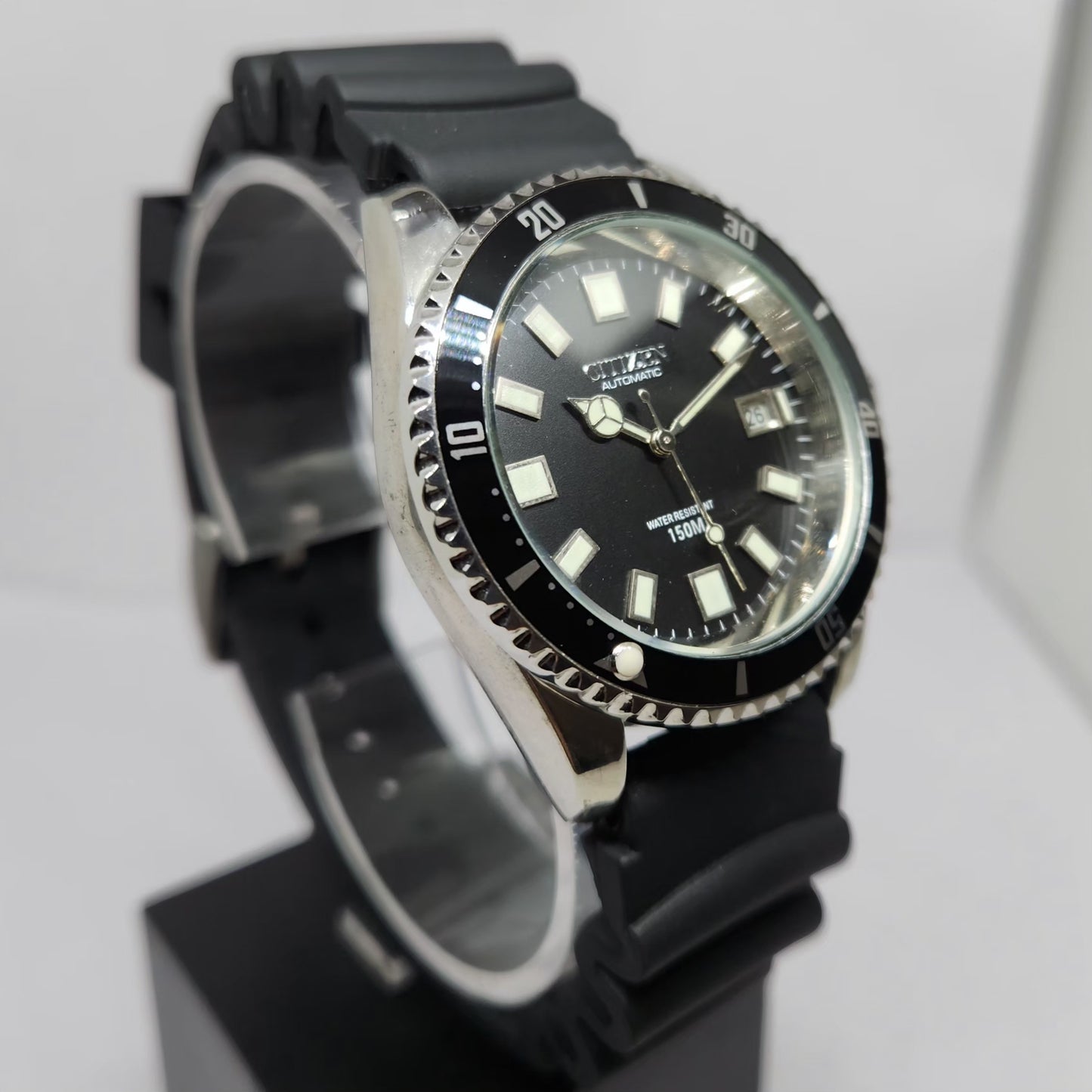 Vintage Mod Citizen 8200 Automatic Rotating Bazel Black Face 40MM Case Date Men's Wrist Watch CT53