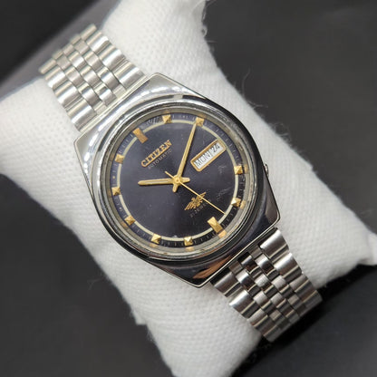 Vintage 1976 Original Citizen Automatic 8200 Black Face 35MM case Day-Date Japanese Men's Wrist Watch CT56