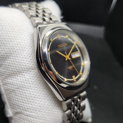 Vintage 1976 Original Citizen Automatic 8200 Black Face 35MM case Day-Date Japanese Men's Wrist Watch CT56