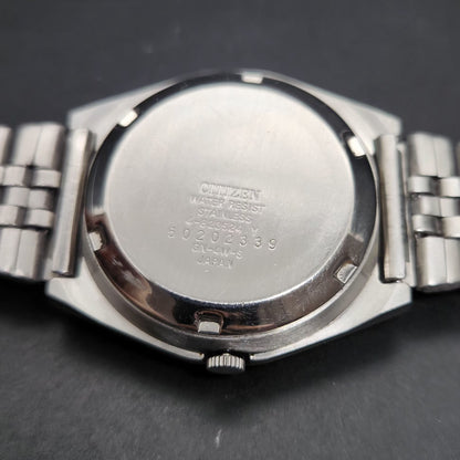 Vintage 1975 Original Citizen Automatic 8200 Blue Face 36MM case Day-Date Japanese Men's Wrist Watch CT57