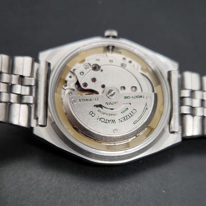 Vintage 1975 Original Citizen Automatic 8200 Blue Face 36MM case Day-Date Japanese Men's Wrist Watch CT57