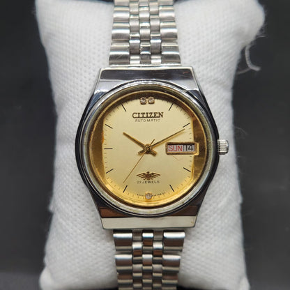 Vintage 1975 Original Citizen Automatic 8200 Gold Face 36MM case Day-Date Japanese Men's Wrist Watch CT58