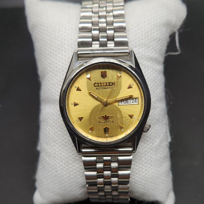 Vintage 1980 Original Citizen Automatic 8200 Gold Face 33MM case Day-Date Japanese Men's Wrist Watch CT59