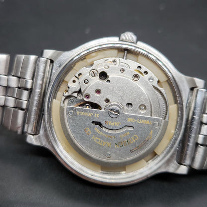 Vintage 1974 Original Citizen Automatic 8200 Silver Face 35MM case Day-Date Japanese Men's Wrist Watch CT64