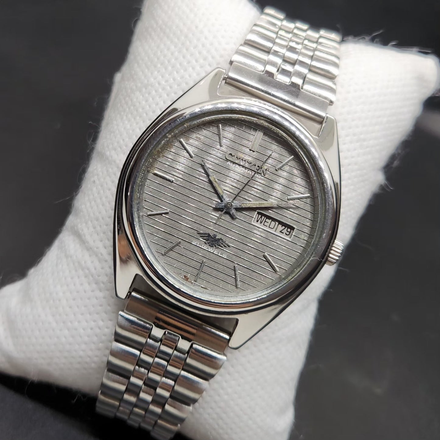 Vintage 1976 Original Citizen Automatic 8200 Grey Face 37MM case Day-Date Japanese Men's Wrist Watch CT65