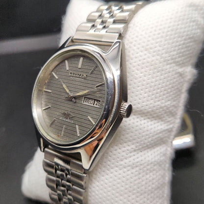 Vintage 1976 Original Citizen Automatic 8200 Grey Face 37MM case Day-Date Japanese Men's Wrist Watch CT65