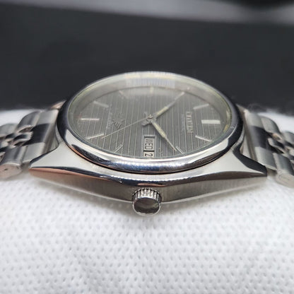 Vintage 1976 Original Citizen Automatic 8200 Grey Face 37MM case Day-Date Japanese Men's Wrist Watch CT65
