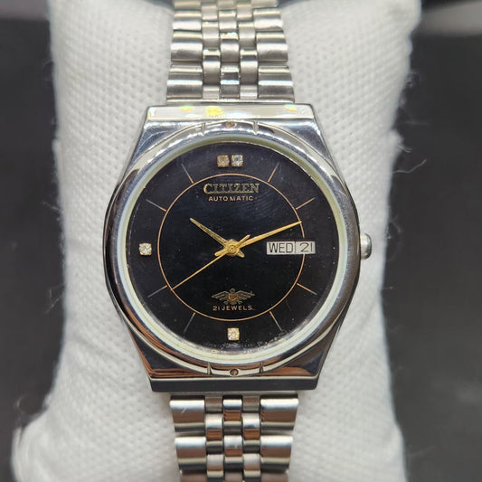 Vintage 1974 Original Citizen Automatic 8200 Black Face 36MM case Day-Date Japanese Men's Wrist Watch CT66