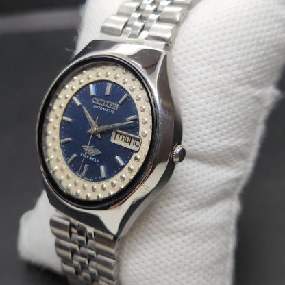 Vintage 1974 Original Citizen Automatic 8200 Blue Face 37MM case Day-Date Japanese Men's Wrist Watch CT68