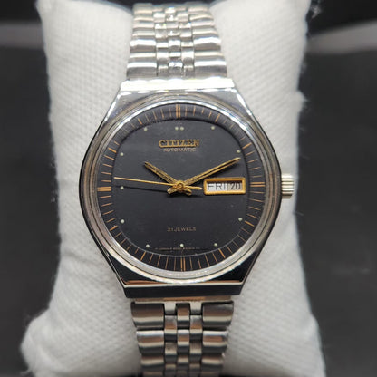 Vintage 1978 Original Citizen Automatic 8200 Black Face 37MM case Day-Date Japanese Men's Wrist Watch CT69