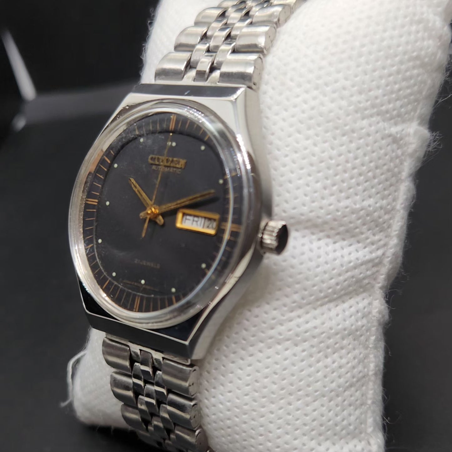 Vintage 1978 Original Citizen Automatic 8200 Black Face 37MM case Day-Date Japanese Men's Wrist Watch CT69