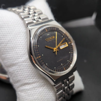 Vintage 1978 Original Citizen Automatic 8200 Black Face 37MM case Day-Date Japanese Men's Wrist Watch CT69