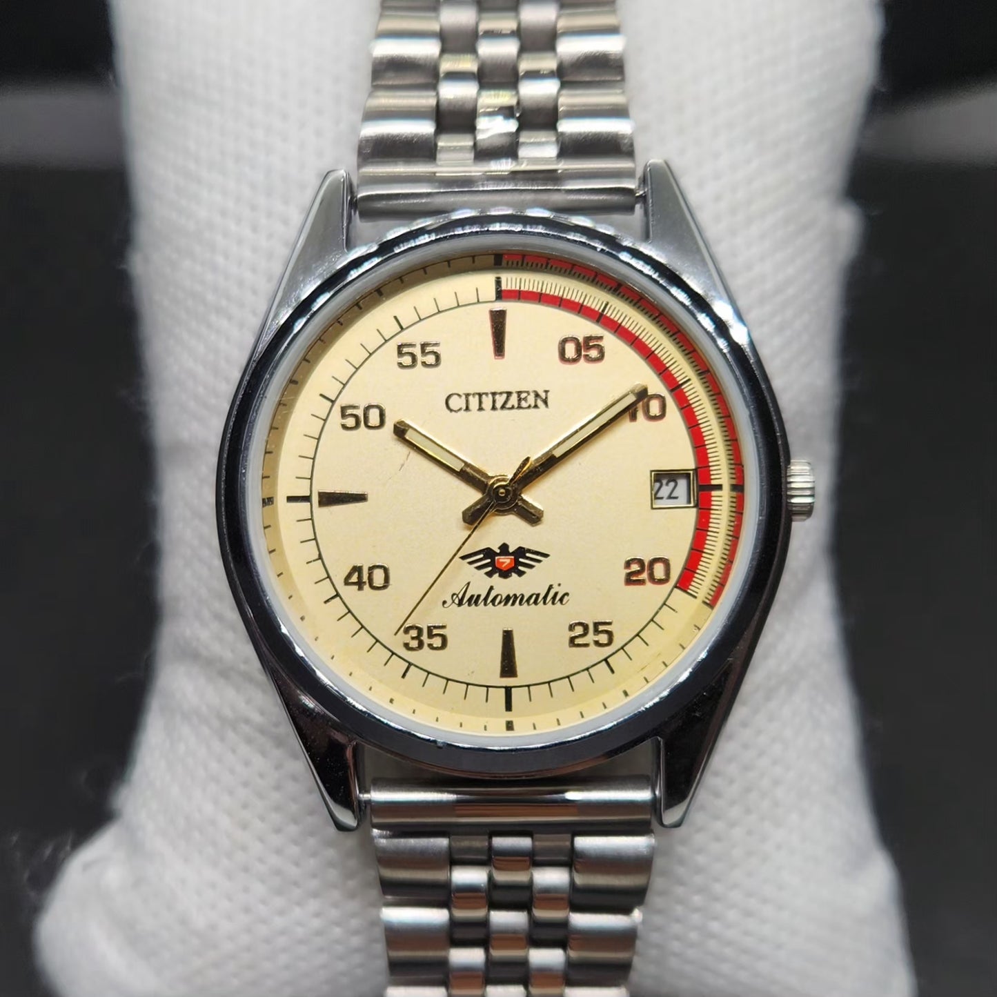 Vintage Mod Citizen 8200 Automatic Gold Face 36MM Case Date Men's Wrist Watch CT86