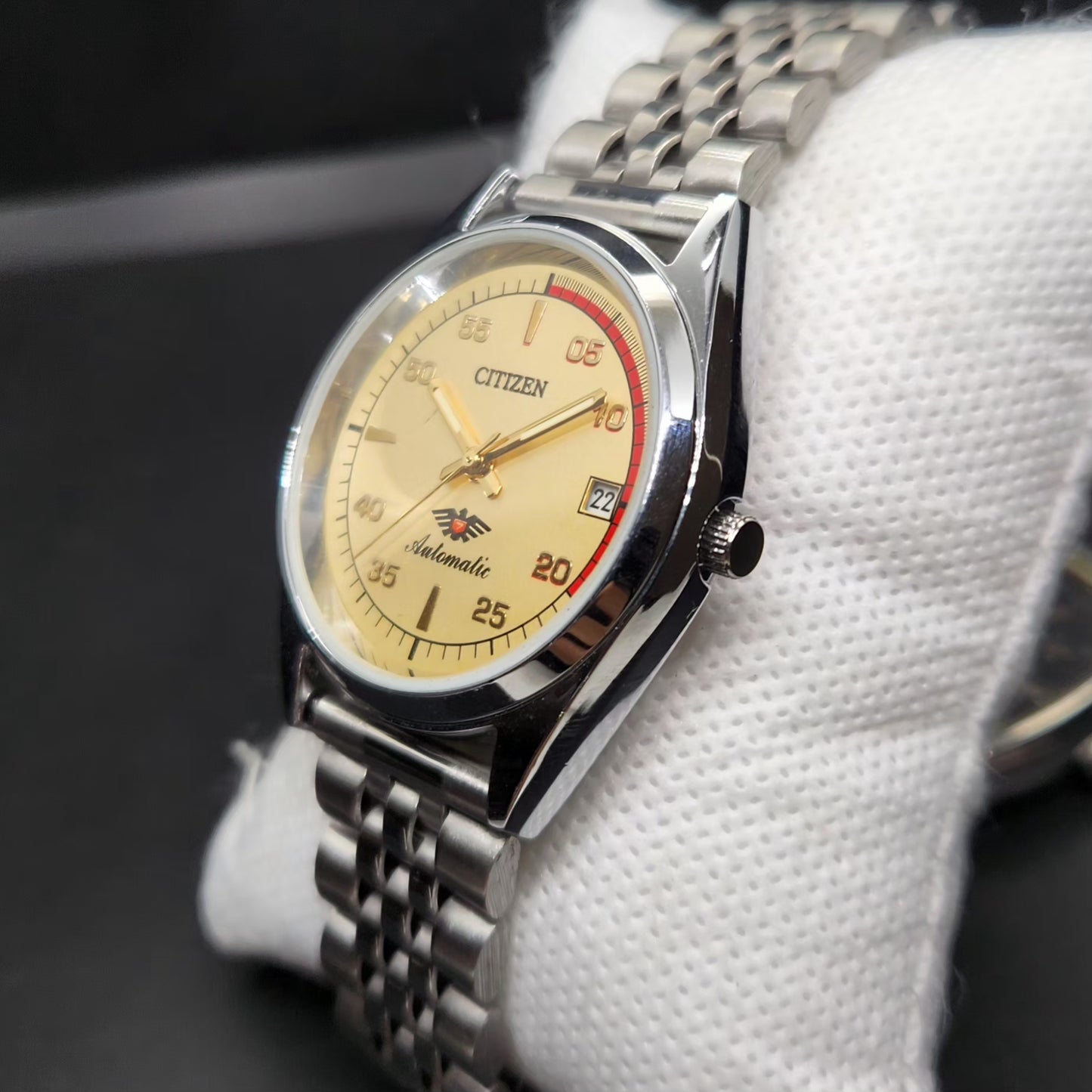 Vintage Mod Citizen 8200 Automatic Gold Face 36MM Case Date Men's Wrist Watch CT86