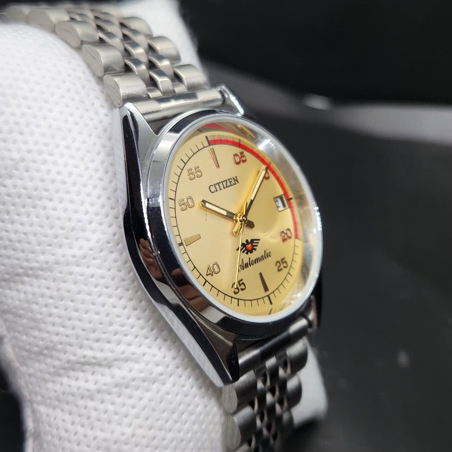 Vintage Mod Citizen 8200 Automatic Gold Face 36MM Case Date Men's Wrist Watch CT86