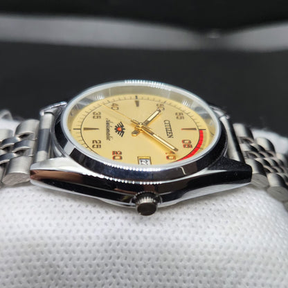 Vintage Mod Citizen 8200 Automatic Gold Face 36MM Case Date Men's Wrist Watch CT86