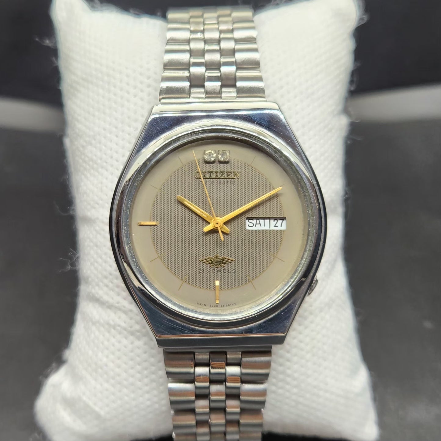 Vintage 1978 Original Citizen Automatic 8200 Grey Face 36MM case Day-Date Japanese Men's Wrist Watch CT73