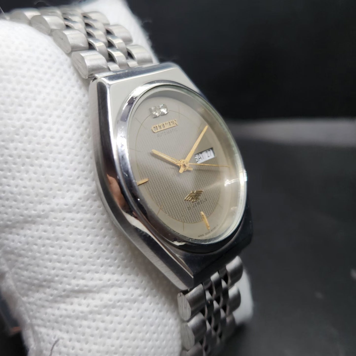 Vintage 1978 Original Citizen Automatic 8200 Grey Face 36MM case Day-Date Japanese Men's Wrist Watch CT73