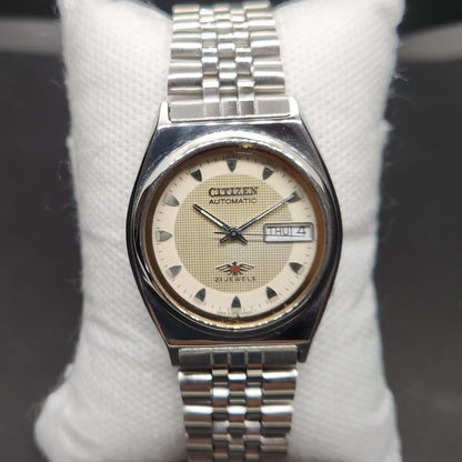 Vintage 1978 Original Citizen Automatic 8200 Cream Face 33MM case Day-Date Japanese Men's Wrist Watch CT77