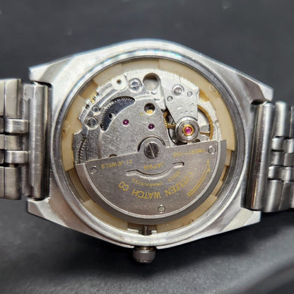 Vintage 1983 Original Citizen Automatic 8200 Grey Face 34MM case Day-Date Japanese Men's Wrist Watch CT78