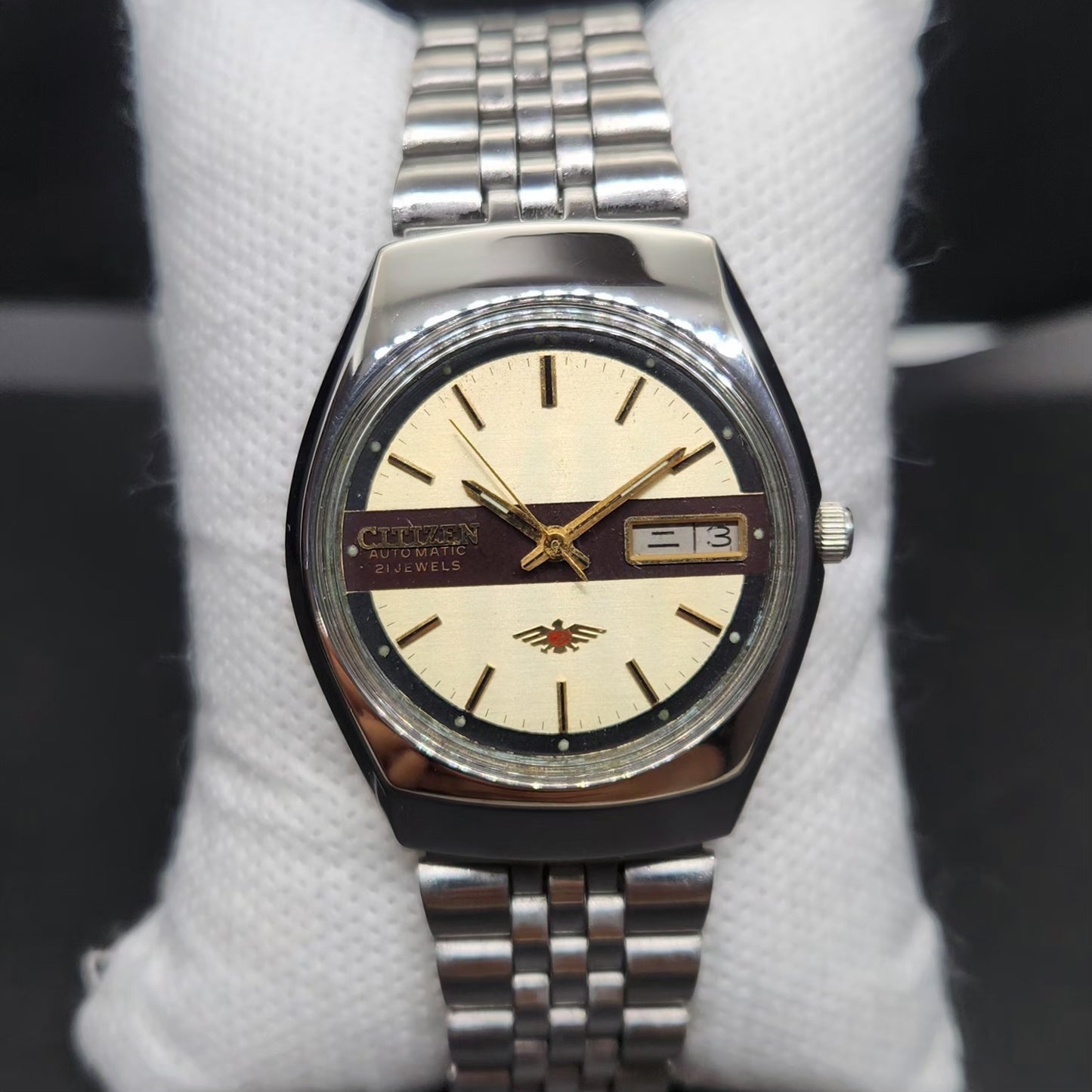 Vintage 1981 Original Citizen Automatic 8200 Gold Face 34MM case Day-Date Japanese Men's Wrist Watch CT80