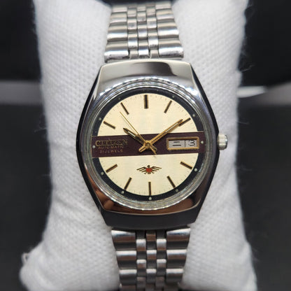 Vintage 1981 Original Citizen Automatic 8200 Gold Face 34MM case Day-Date Japanese Men's Wrist Watch CT80