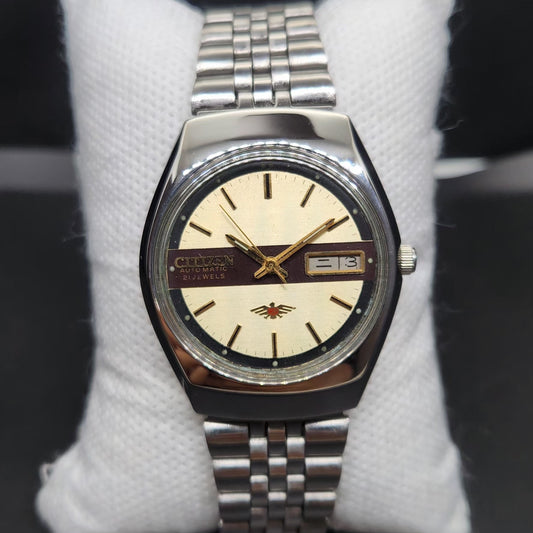 Vintage 1981 Original Citizen Automatic 8200 Gold Face 34MM case Day-Date Japanese Men's Wrist Watch CT80