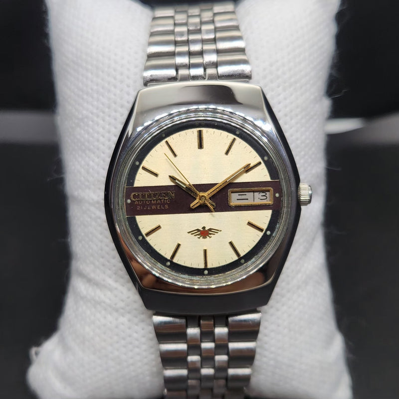 Vintage 1981 Original Citizen Automatic 8200 Gold Face 34MM case Day-Date Japanese Men's Wrist Watch CT80